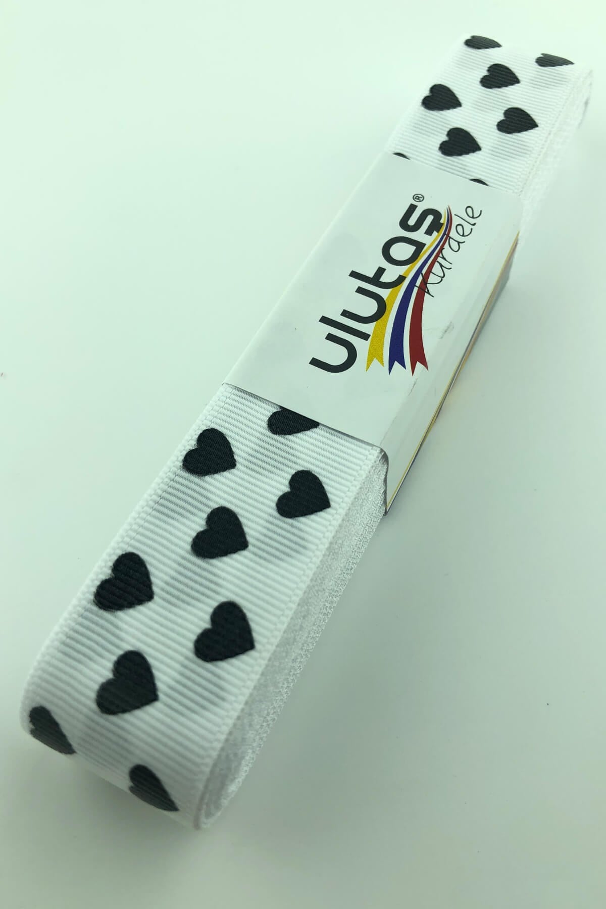 قلب أسود مطبوع Grosgrain الشريط