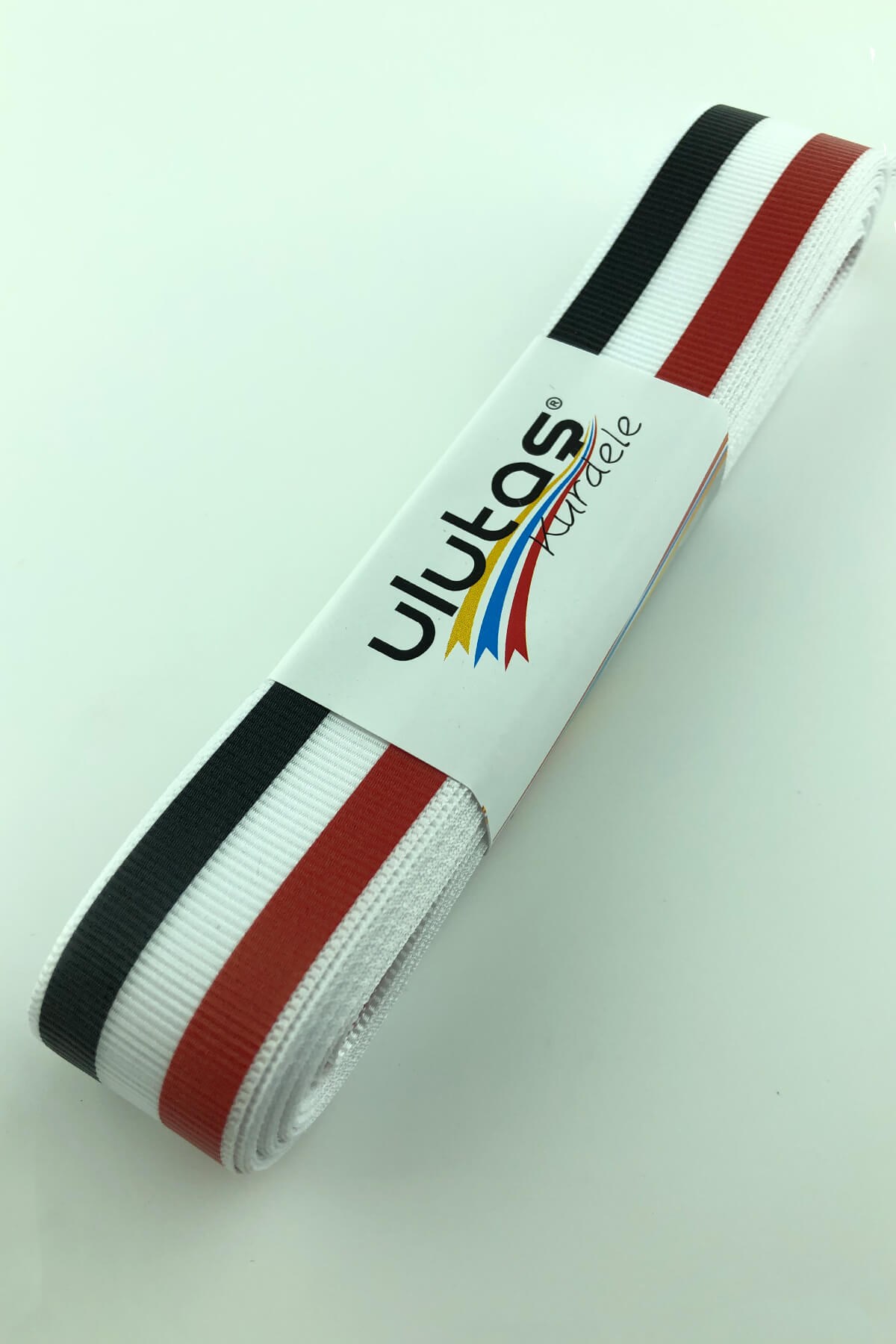 Black Red Line Printed Grosgrain Ribbon 10 mt