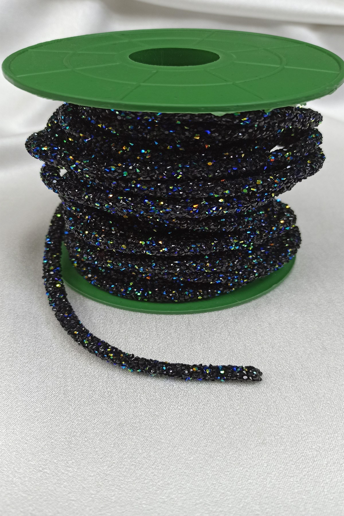Black Color Bead Embroidered Ribbon