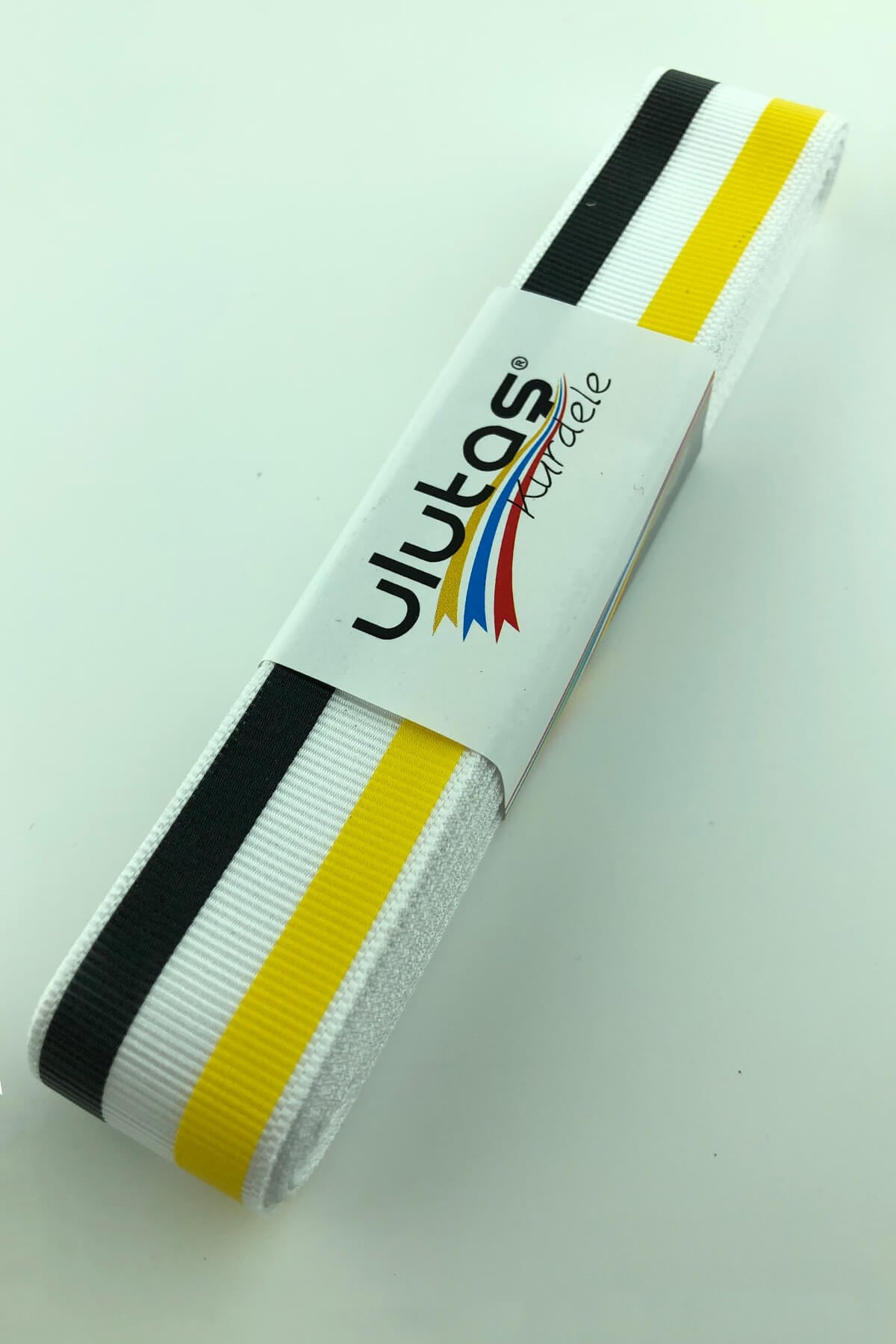 Black Yellow Line Printed Grosgrain Ribbon 10 mt