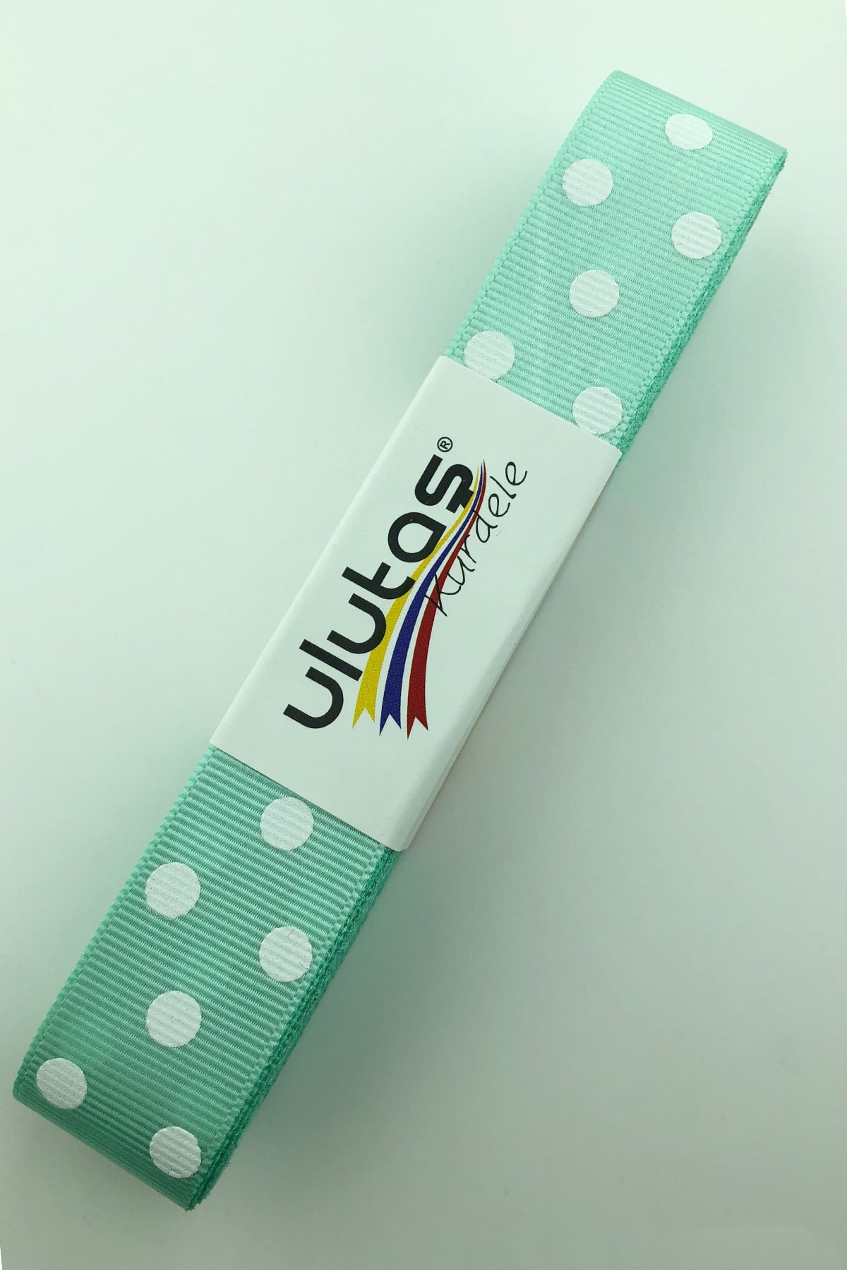 ماء أخضر أبيض بولكا منقط Grosgrain Ribbon 2.5 سم
