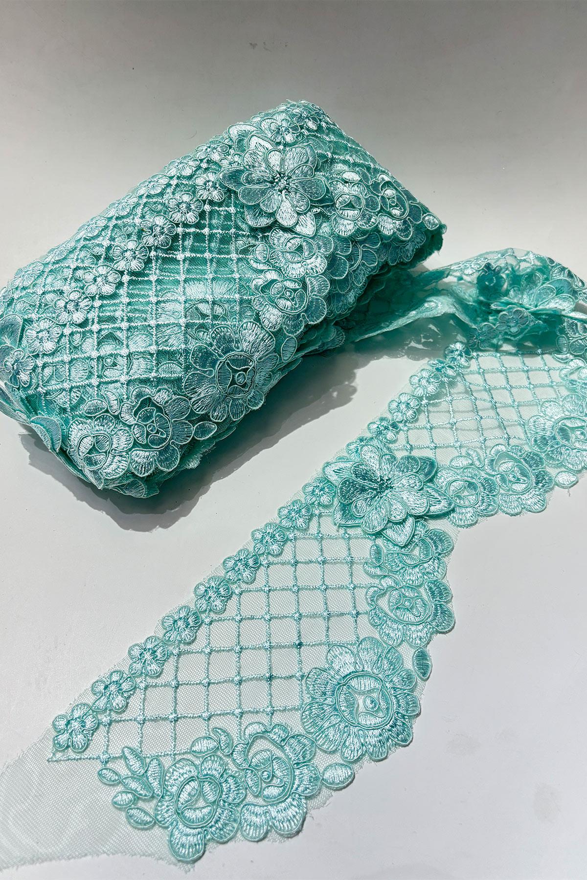 Su Yeşili  Fransız Güpür Kenar Dantel Şerit