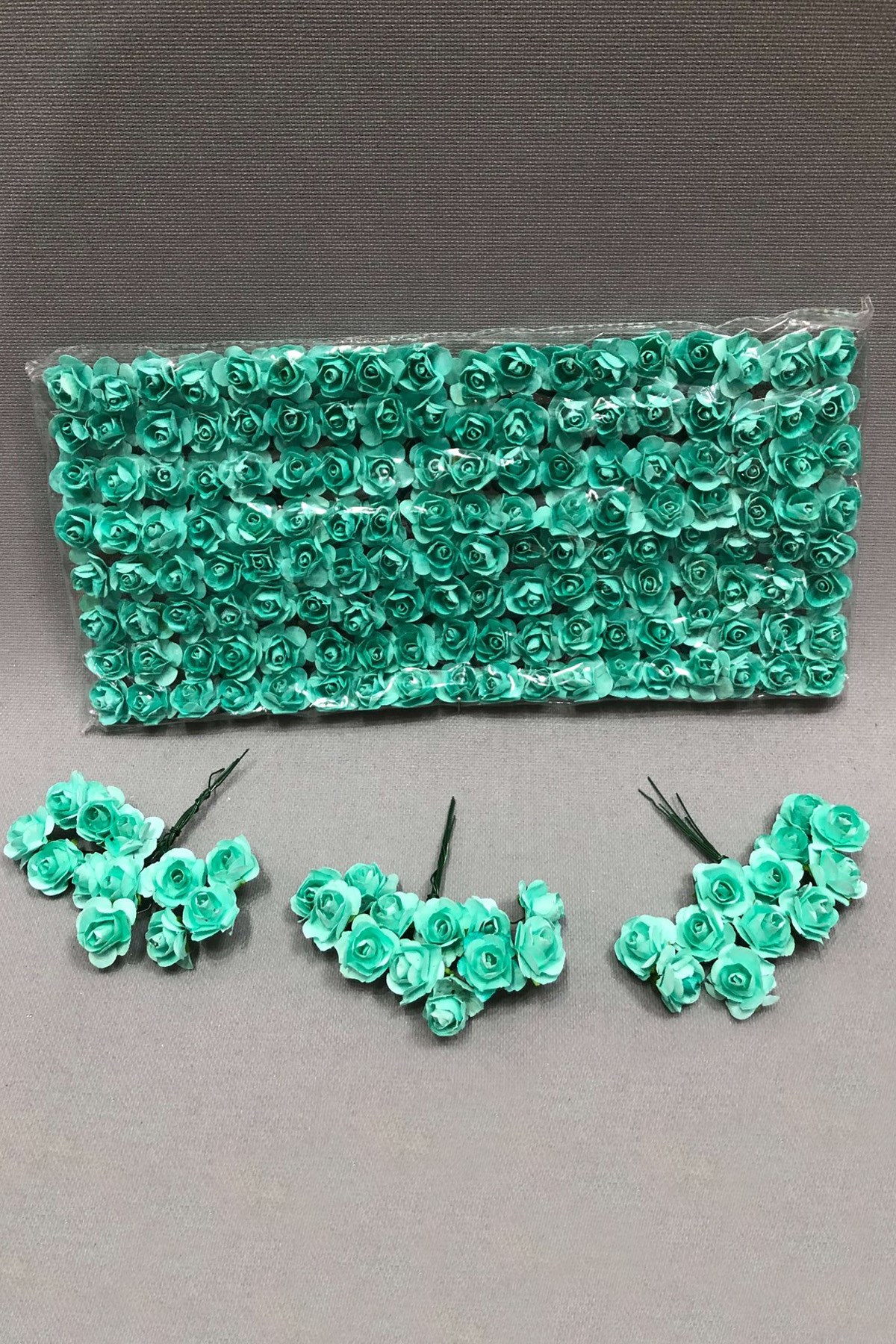 Su yeşili Kağıt Gül Çiçek 1 paket 144 lü 