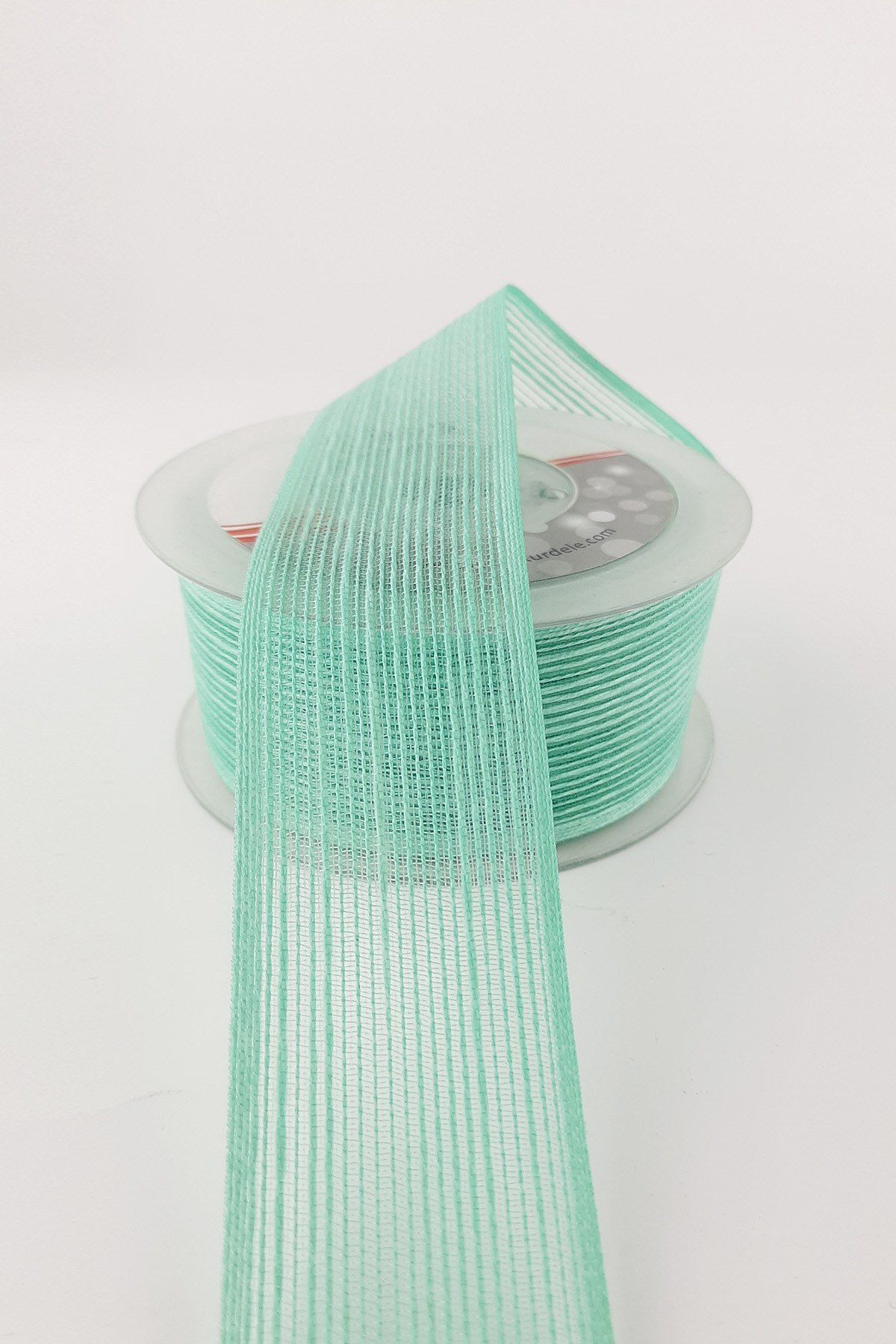 Water Green Linen Effect Ribbon 4 cm 10 mt