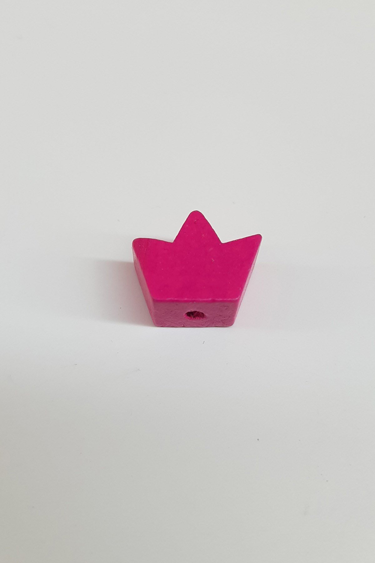 Taç Motifli Fuşya Renk Ahşap Boncuk