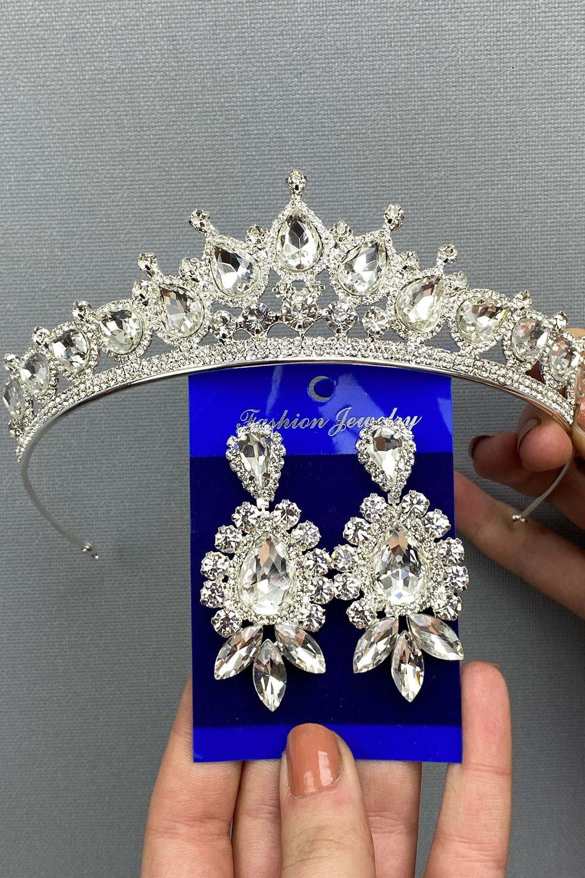 Wholesale Ade Model Bridal Crown and Leaf Earring Set