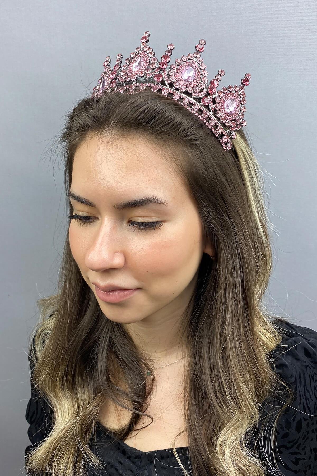 Wholesale Ahu Model Pink Bridal Crown