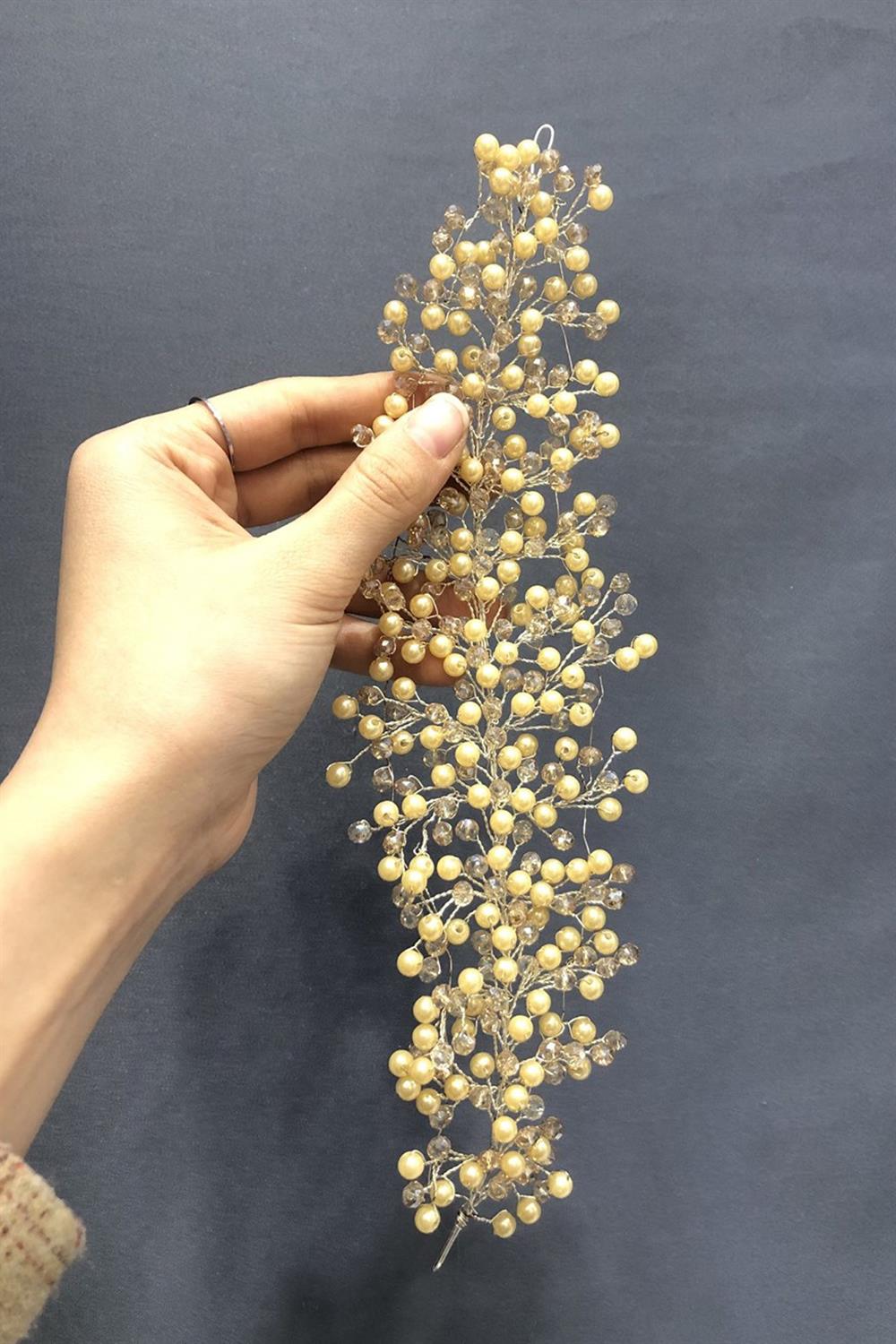 Wholesale Honey Color Pearl and Crystal Hair Accessory