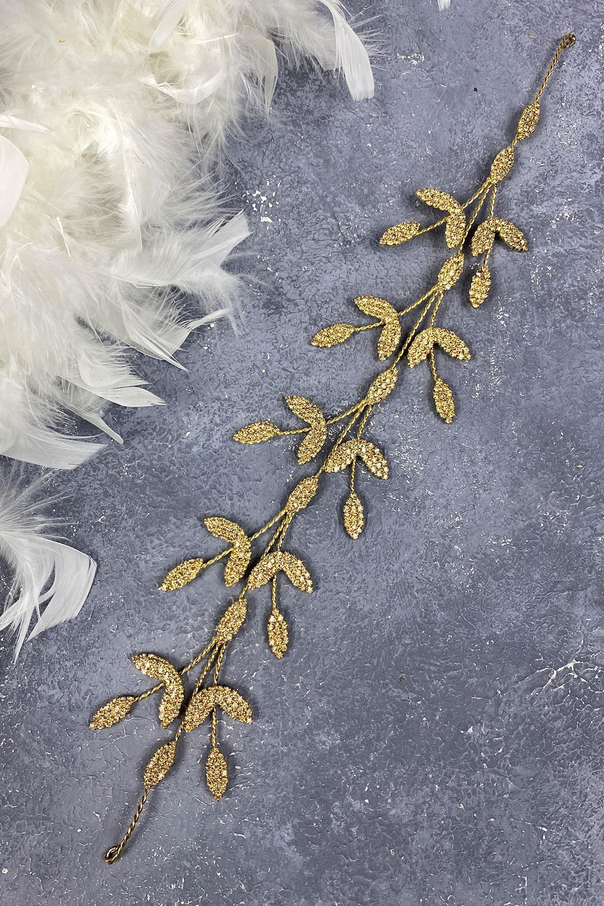 Wholesale Honey Color Leaf Branched Yena Design Bridal Crown Hair Accessory