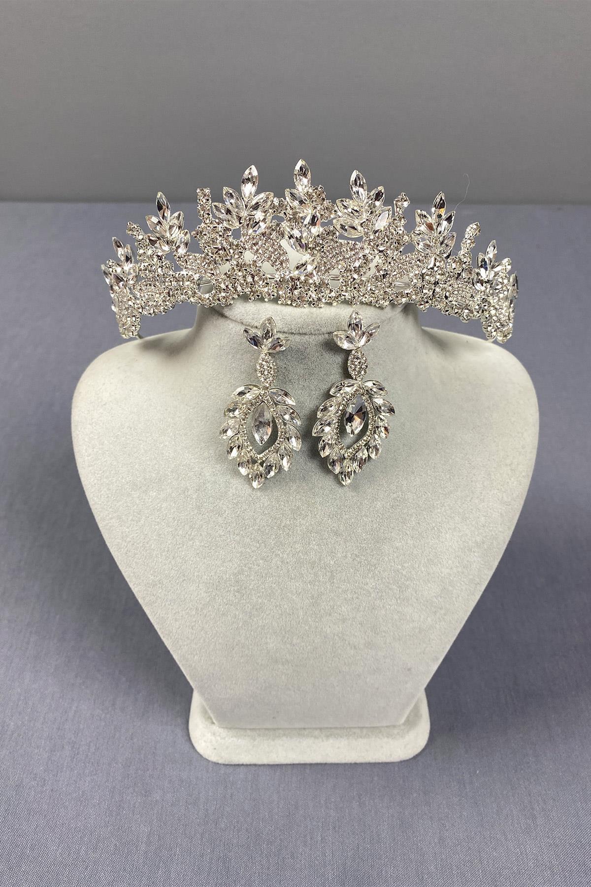 Wholesale Belur Bridal Crown and Drop Earring Set