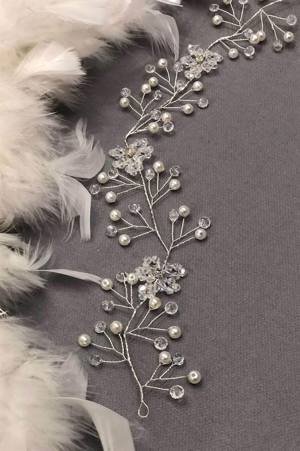 الجملة الشعر الكريستال الأبيض والإكسسوارات العمامة