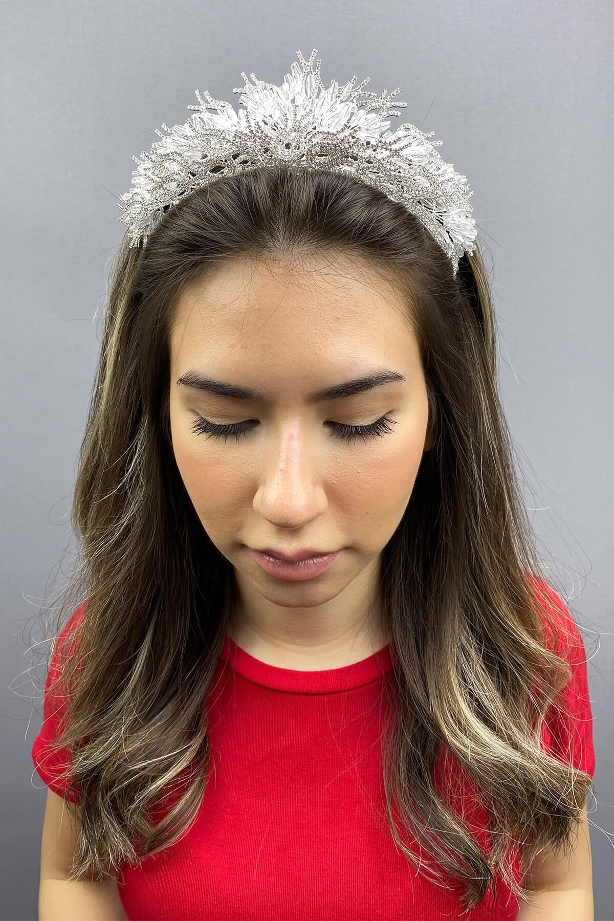 Wholesale White Zehra Model Bridal Henna Crown