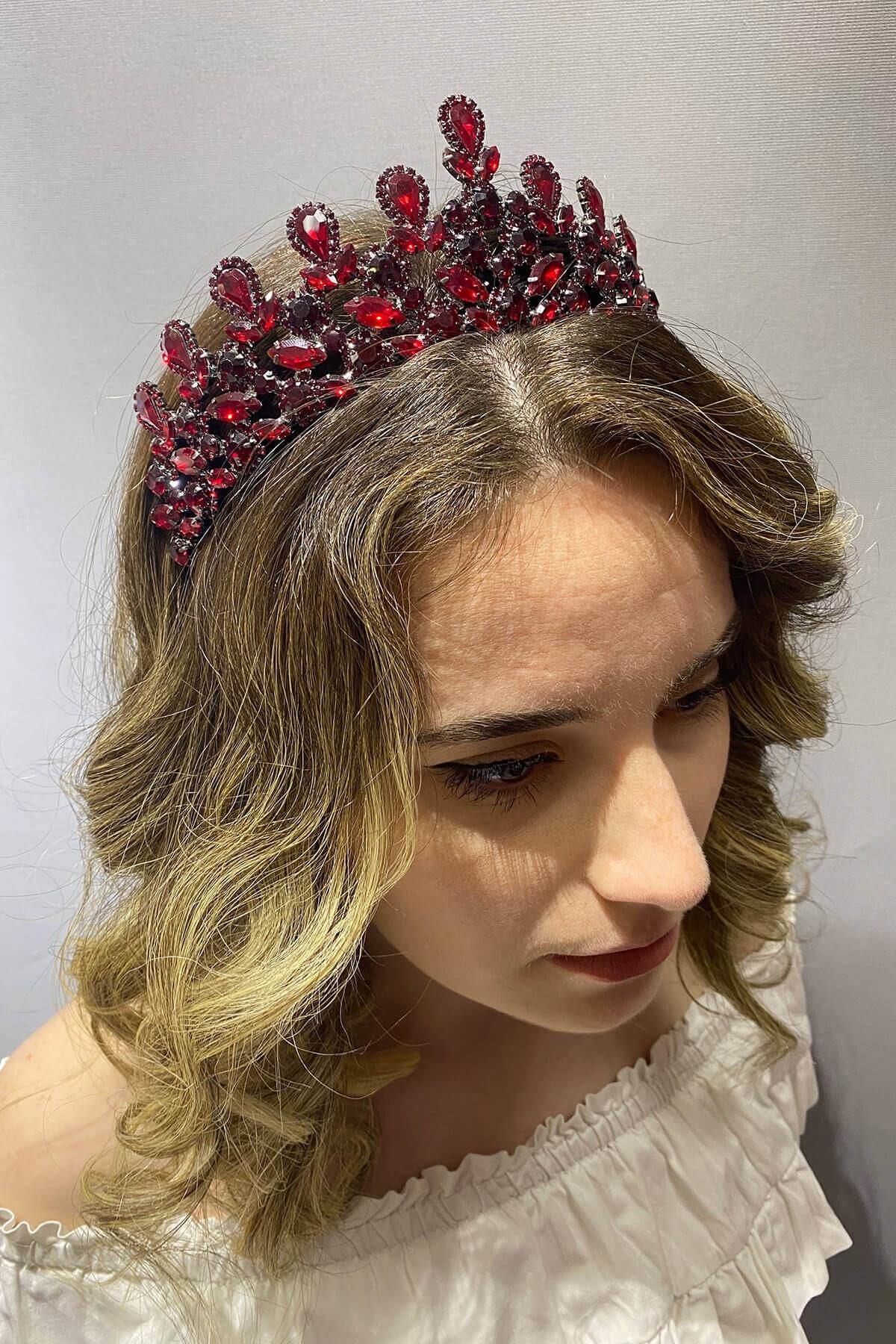 Wholesale Burgundy Beety Model Bridal Henna Crown