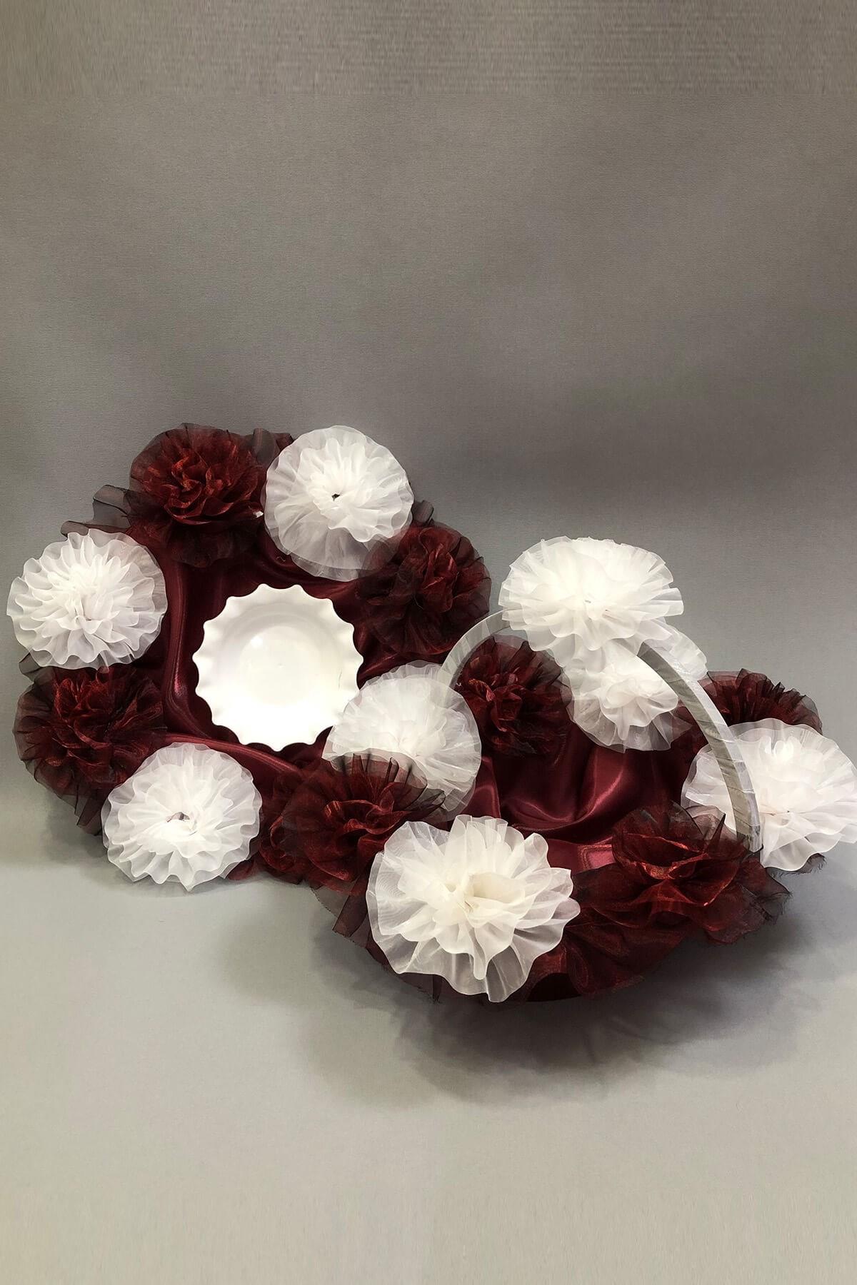 Wholesale Burgundy White Henna Basket and Tray