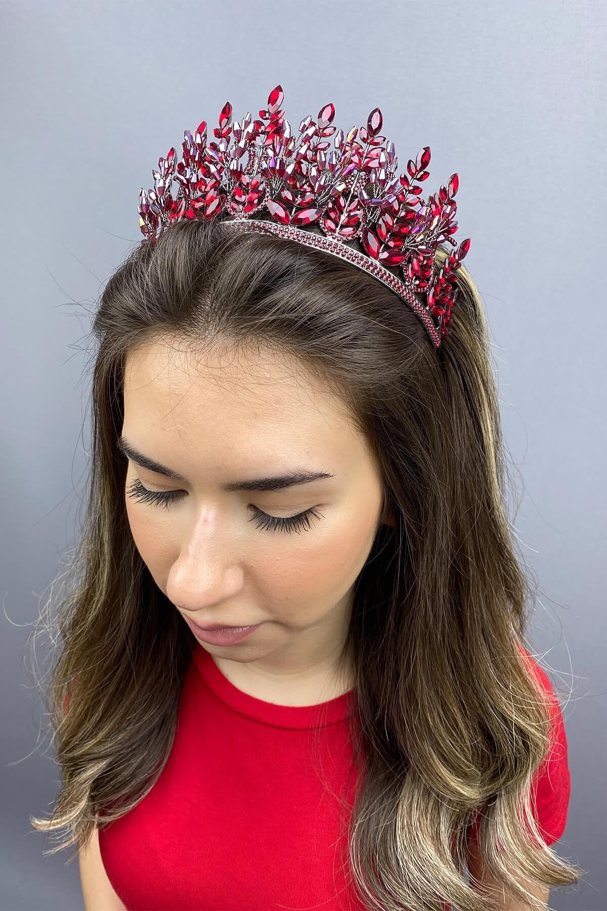 Wholesale Burgundy Group Model Bridal Henna Crown