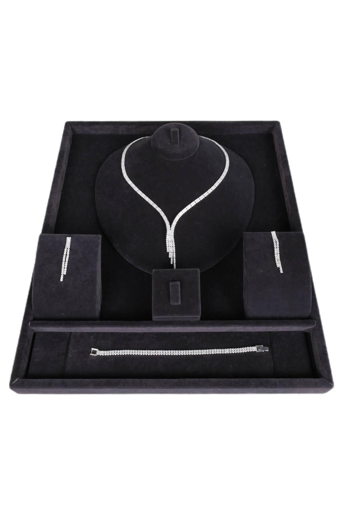 Wholesale Canissa and Zircon Stone Necklace Earring Bracelet Set