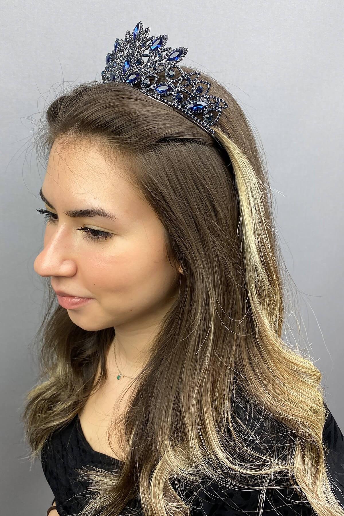 Wholesale Heaven Model Navy Blue Henna Bridal Crown