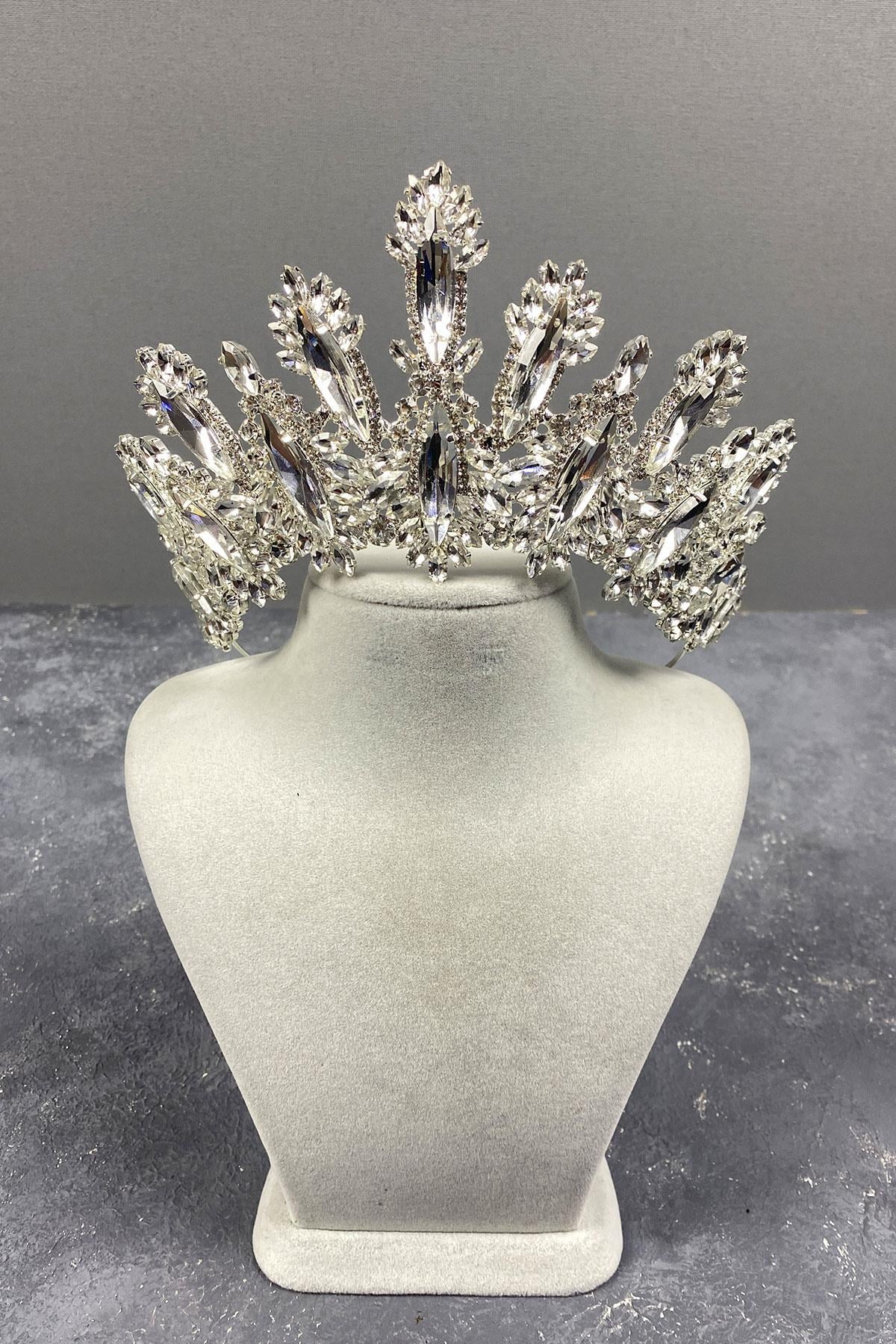 Wholesale Dalia High Stone Bridal Crown