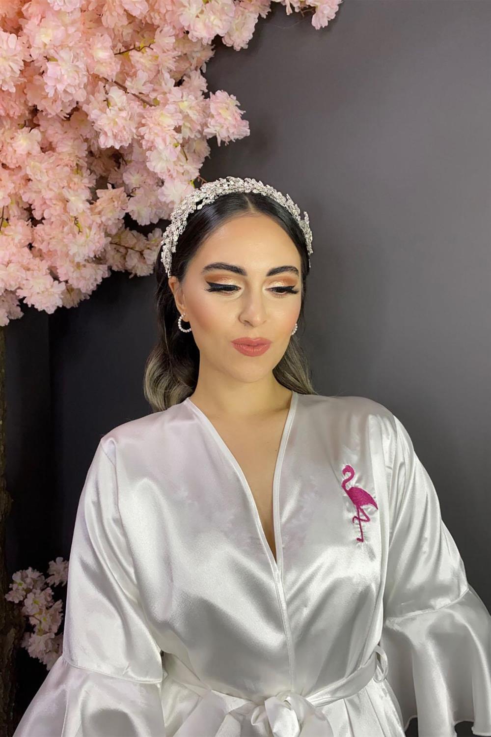 Wholesale Gold Embroidered Personalized Bride Dressing Gown Set