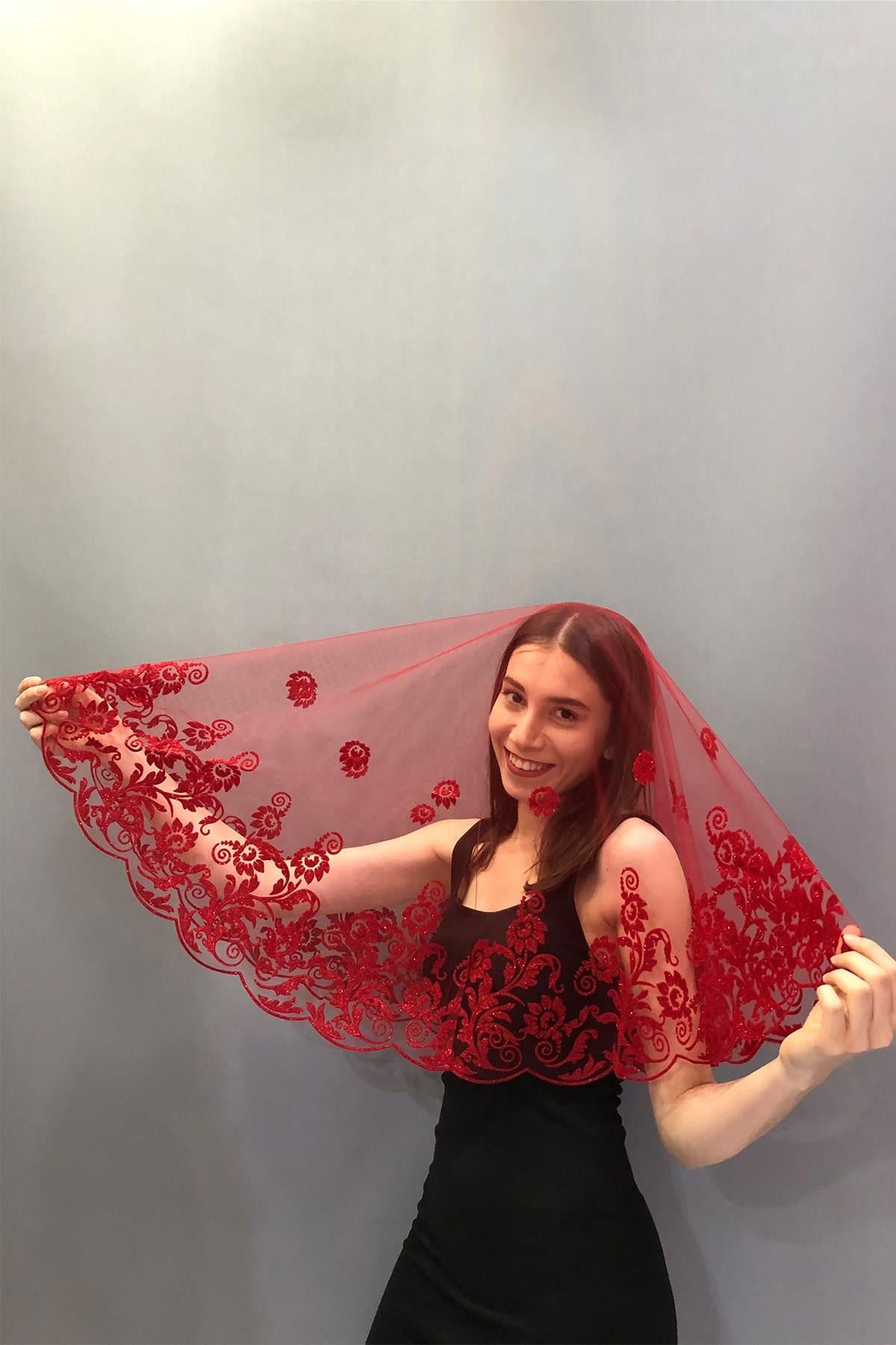 Wholesale Rose Pattern Bridal Face Veil