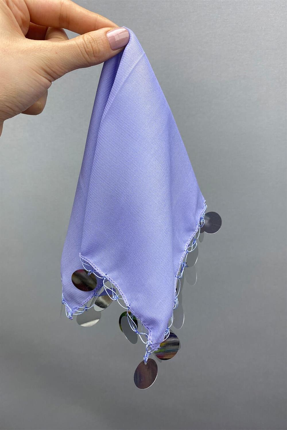 Wholesale Silver Sequined Luxury Halay Handkerchief 5 Pieces Lilac