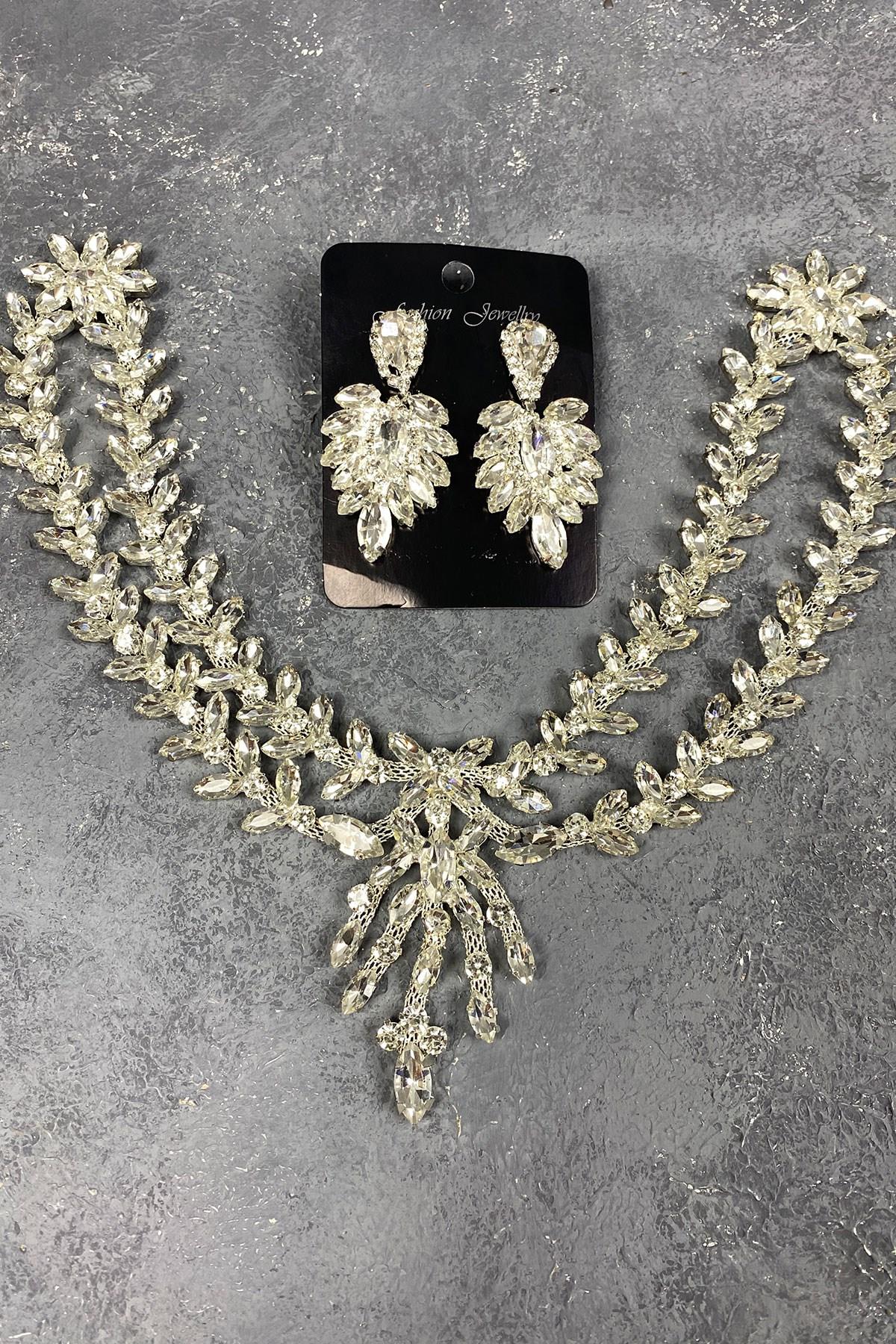 Wholesale Silver Sultan Pediment Bridal Henna Hair Accessory And Earring Set