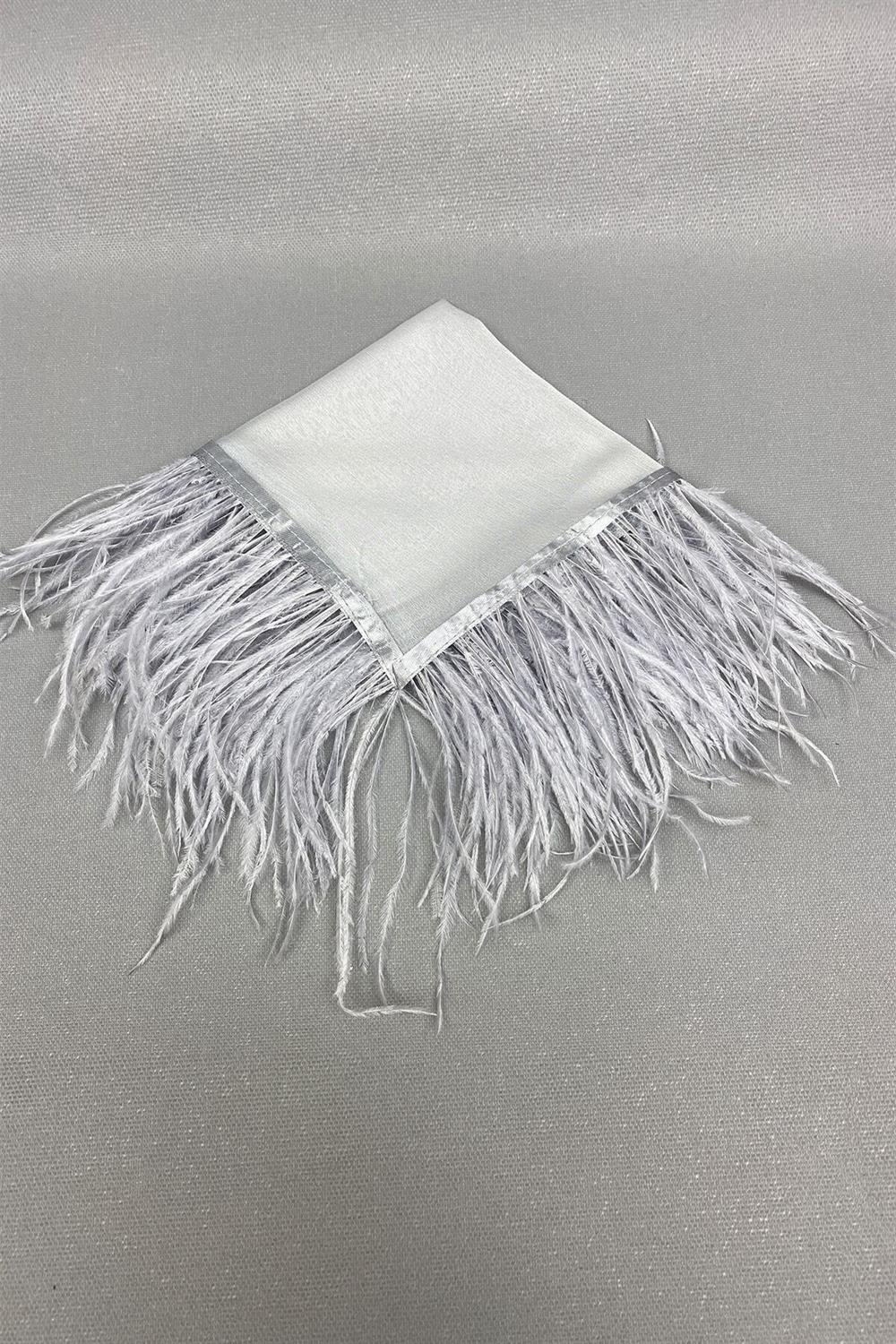 Wholesale Silver Feathered Bridal Halay Handkerchief