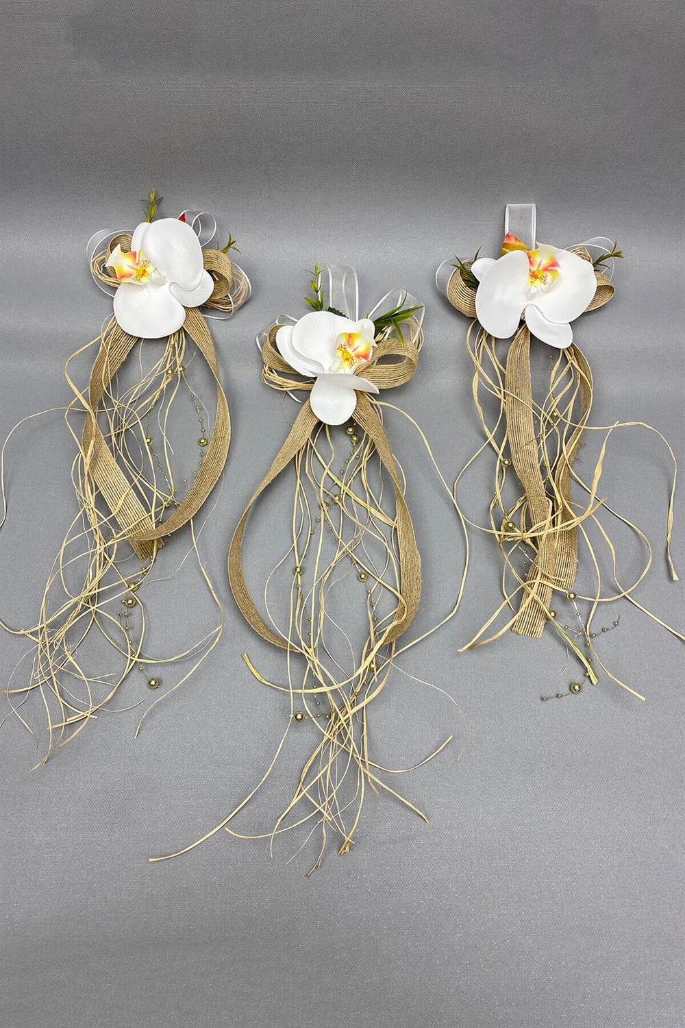 Wholesale Wicker Bundle Suitcase and Convoy Car Ornament 3 Pieces Coffee with Milk