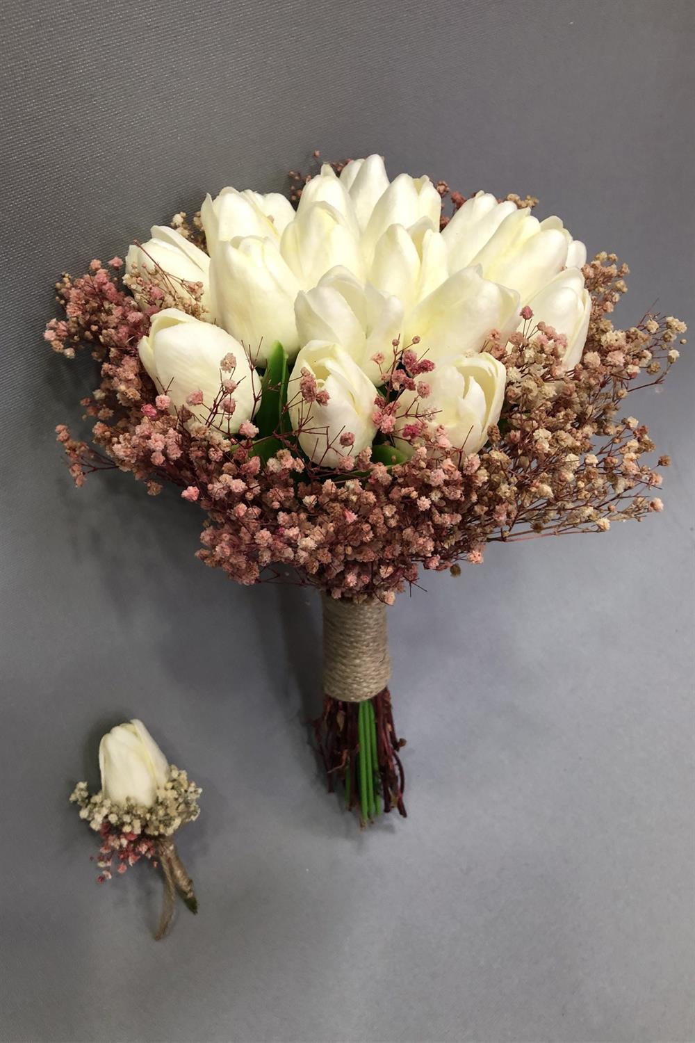 Wholesale Bridal Bouquet with Wet Tulips and Powder Chips