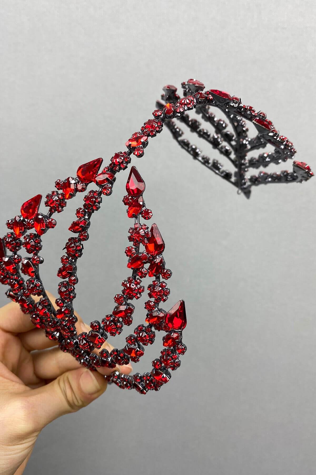 Wholesale Red Double Sided Helen Hair Accessory Bridal Crown