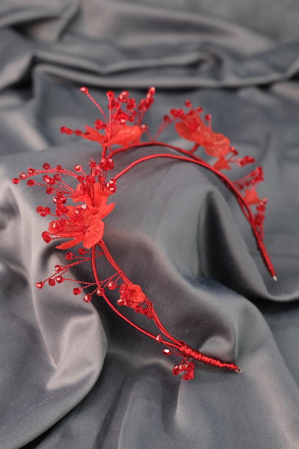 Wholesale Red Minel Special Design Floral Bridal Henna Crown