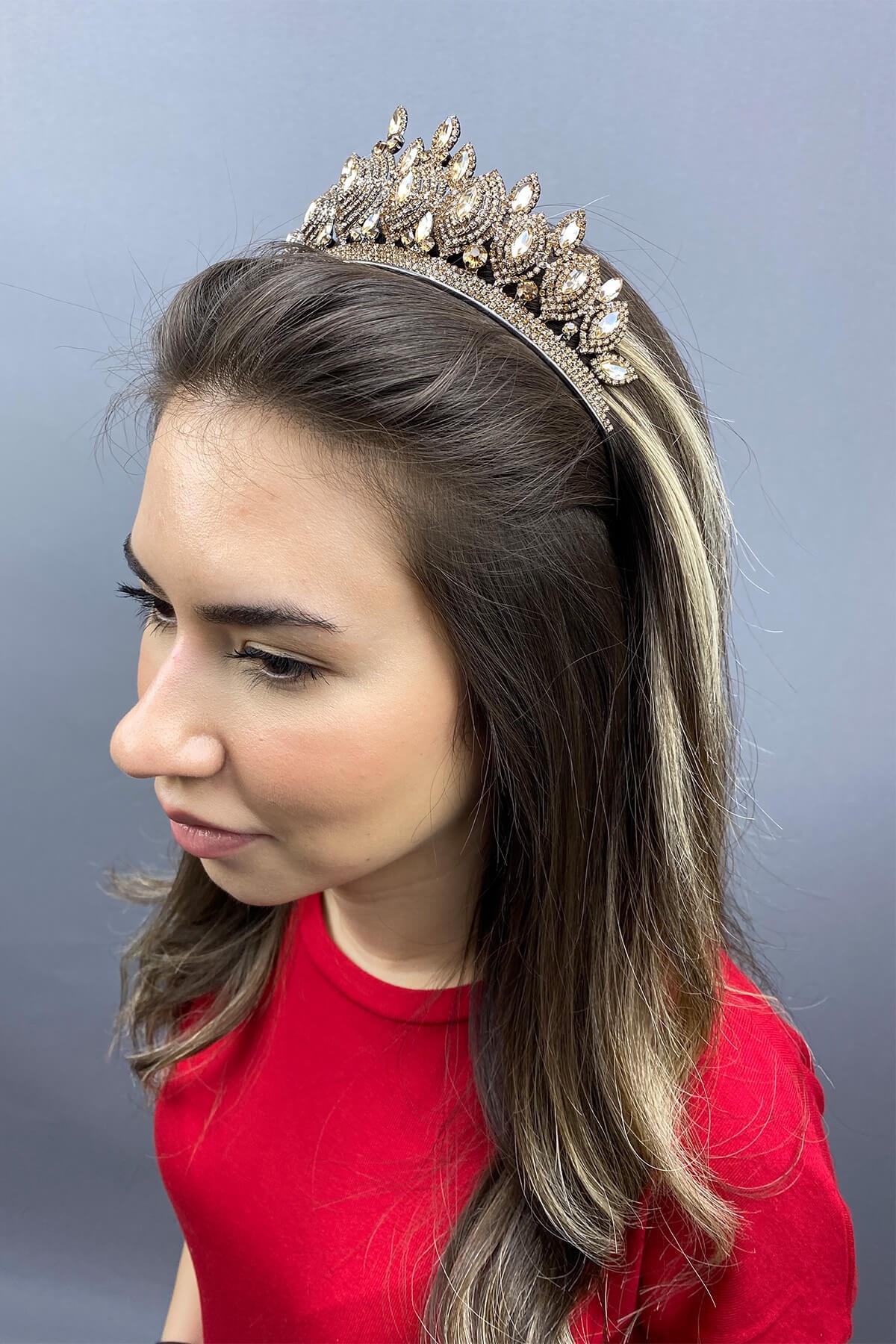 Wholesale Dark Honey Color Hera Model Bridal Henna Crown