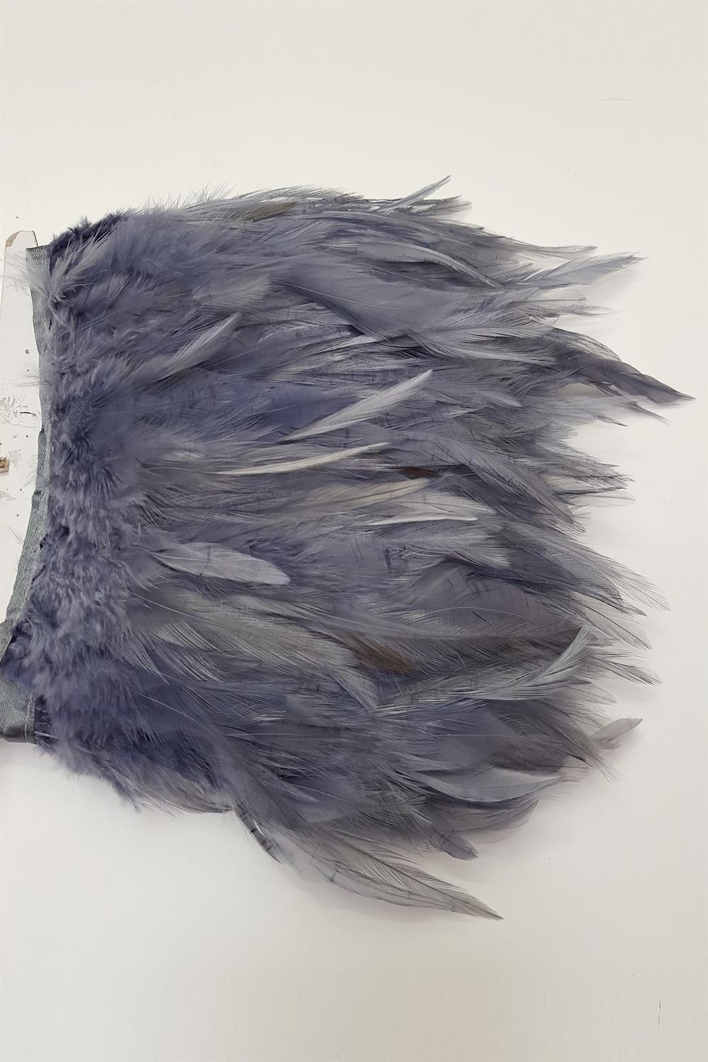 Wholesale Dark Gray Rooster Feather 1 meter