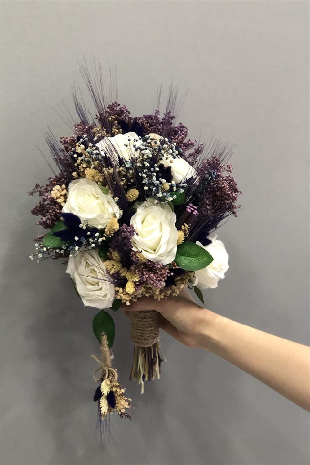 Wholesale Dried White and Purple Bride Flower