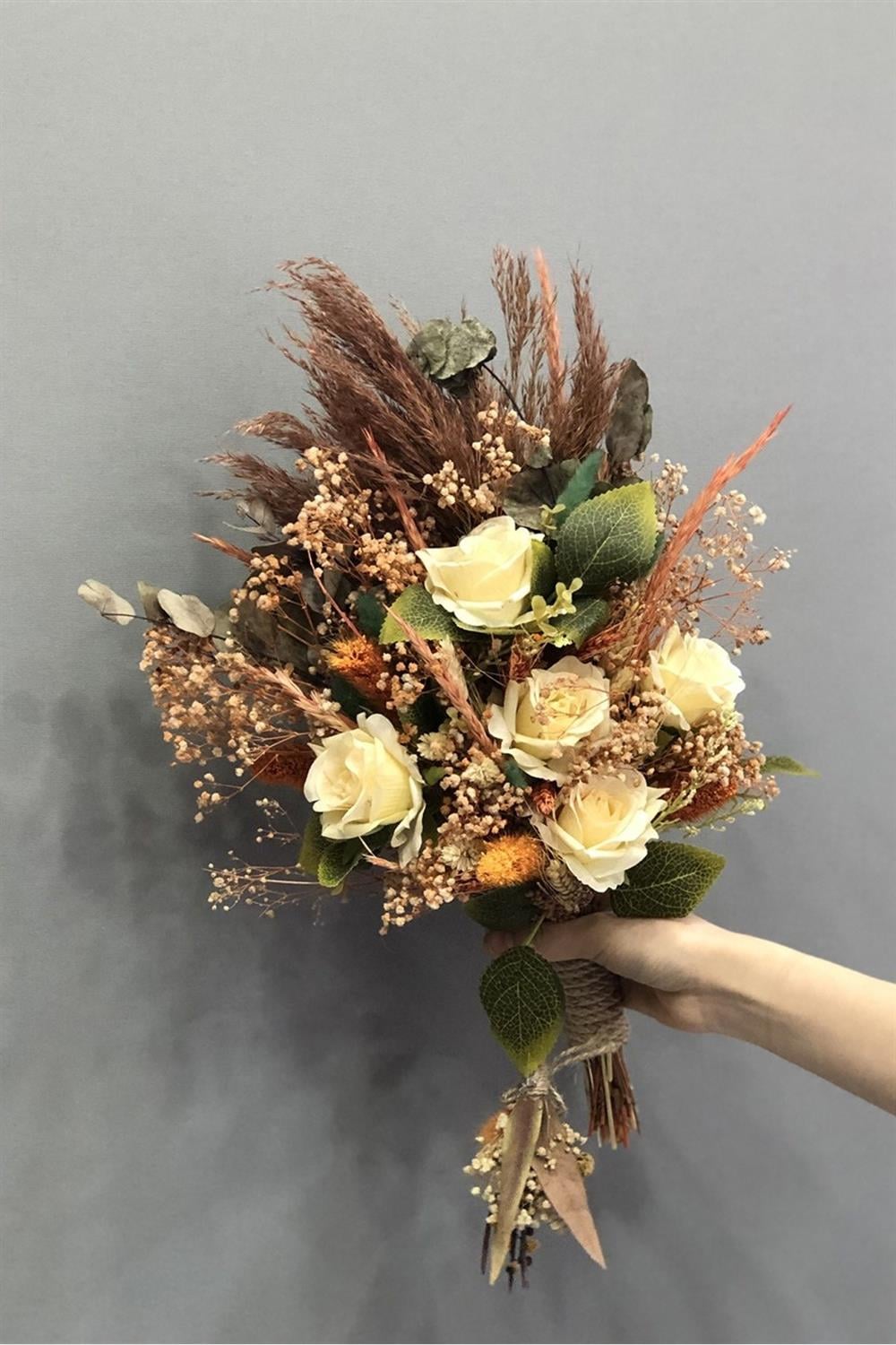 Wholesale Dried Orange Cream Bride Flower