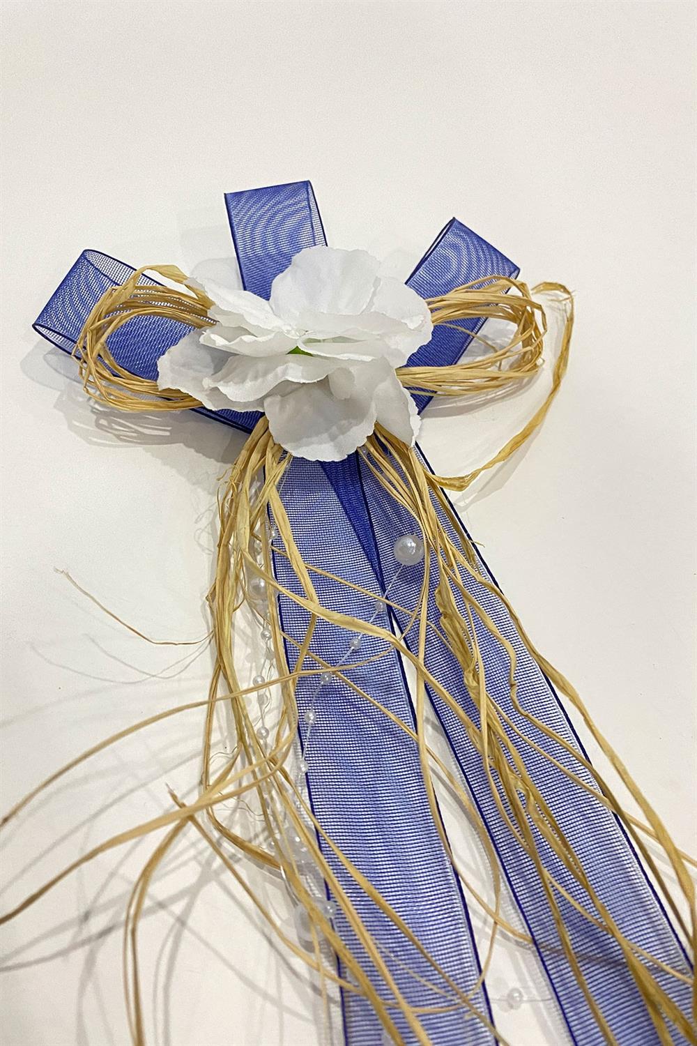 Wholesale Navy Blue Wicker Hydrangea Suitcase Ornament Bundle Ornament 1 Piece