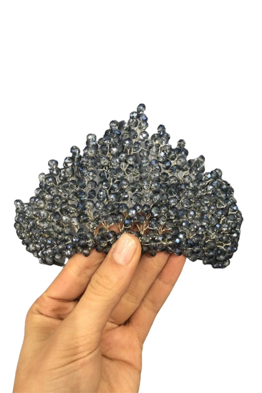 Wholesale Navy Blue Crystal Beaded Bridal and Henna Crown