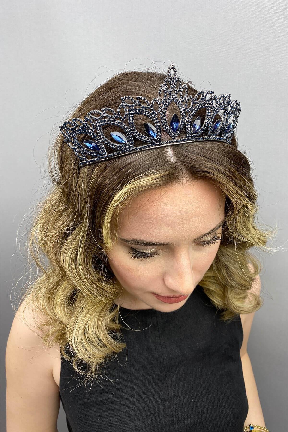 Wholesale Navy Blue Color Bridal Henna Crown