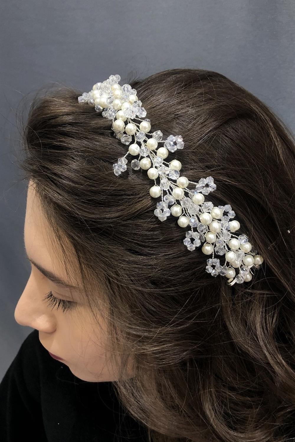 Wholesale Lena White Pearl and Crystal Hair Accessory