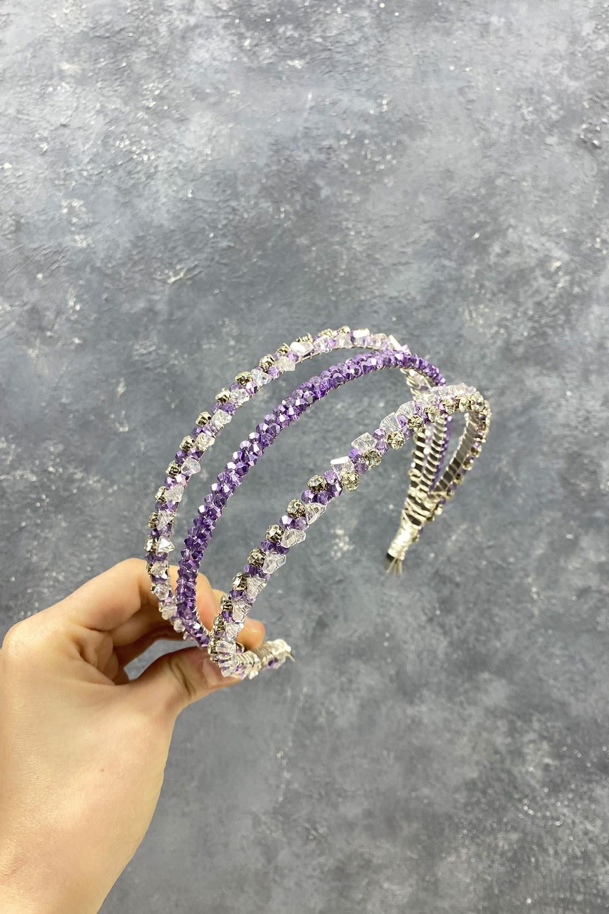 Wholesale Lilac 3 Row Special Design Bridal Crown Hair Accessory