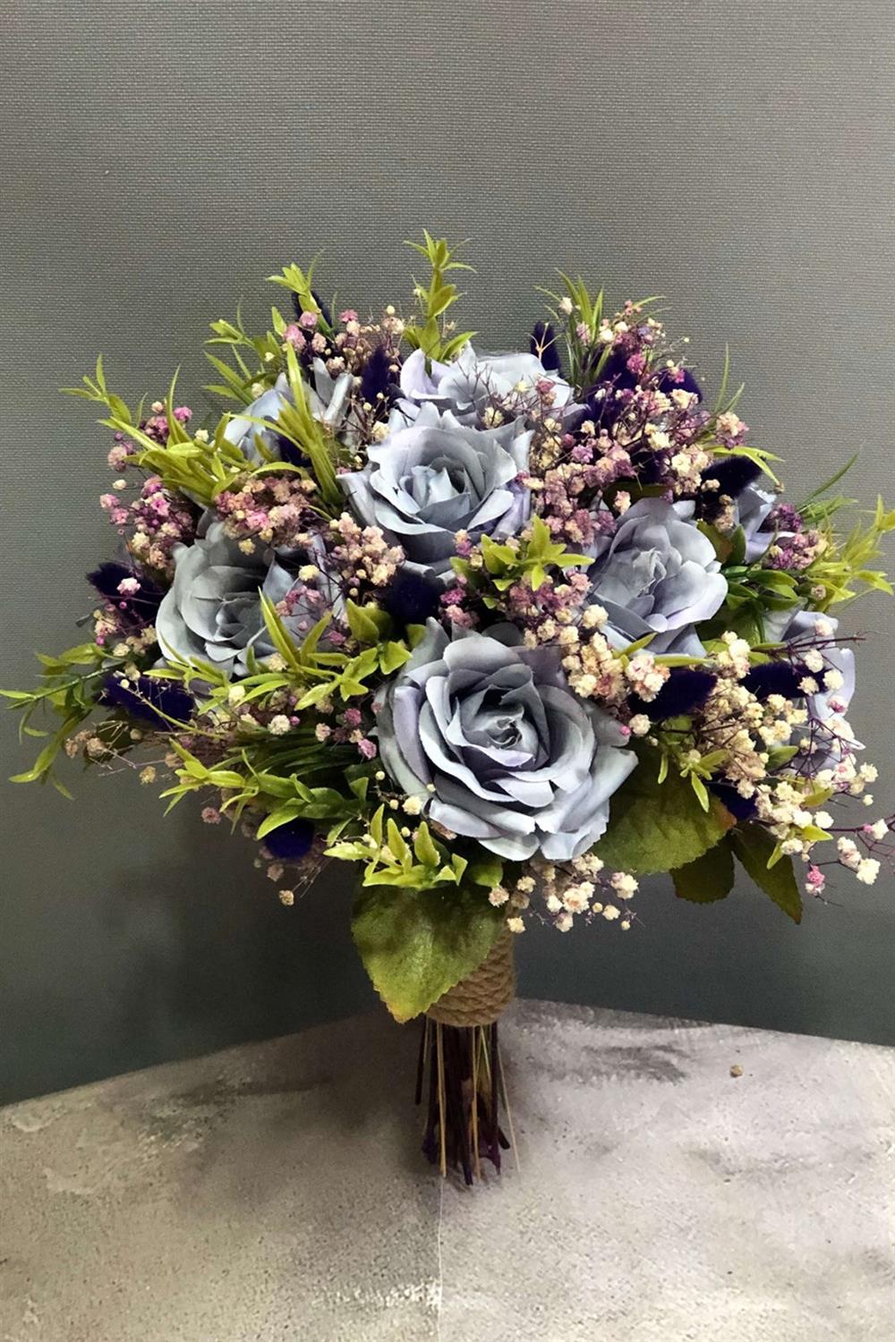 Wholesale Purple Bridal Flowers Mixed with Artificial Flowers