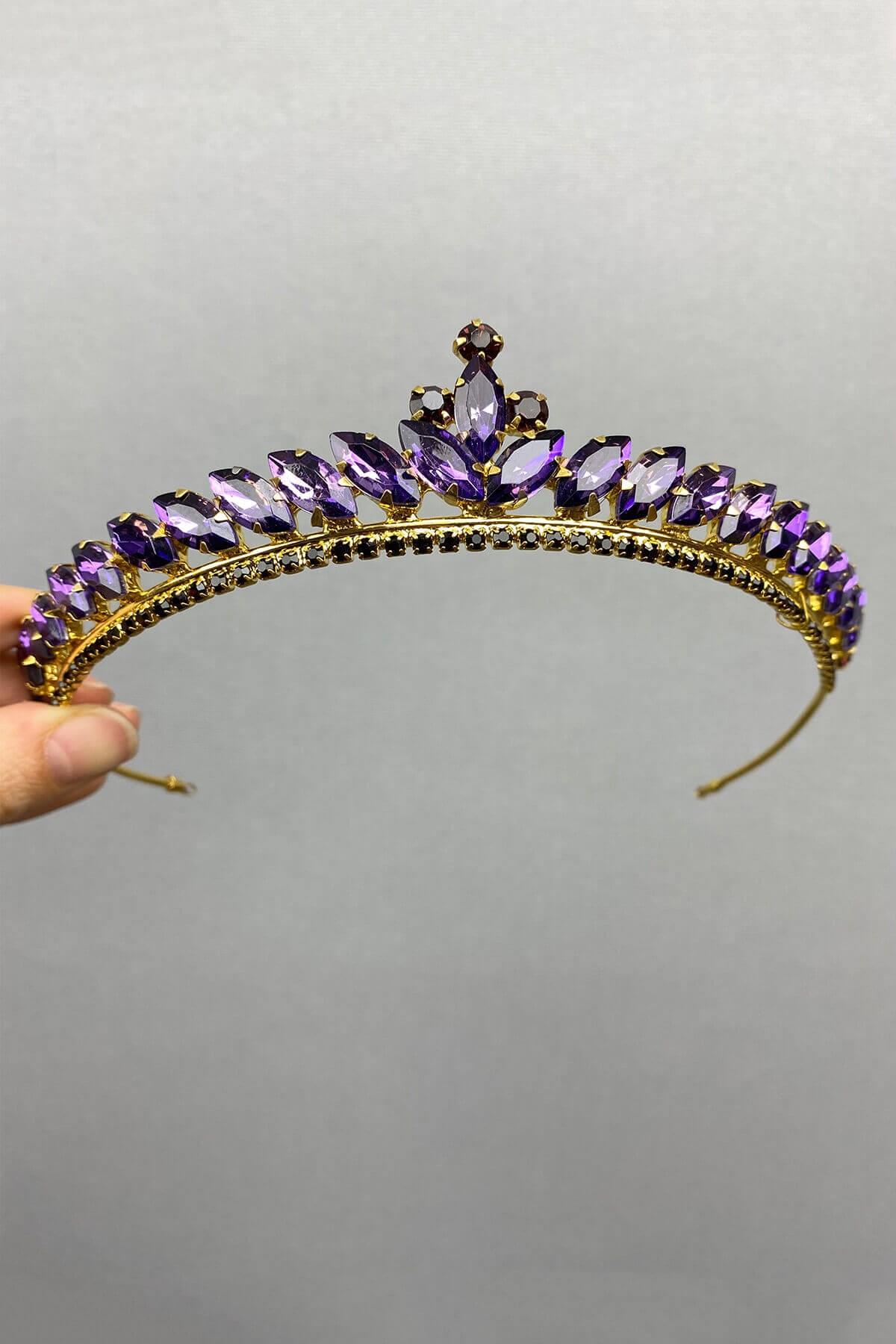 Wholesale Purple Gold Ece Model Thin Bridal Henna Crown