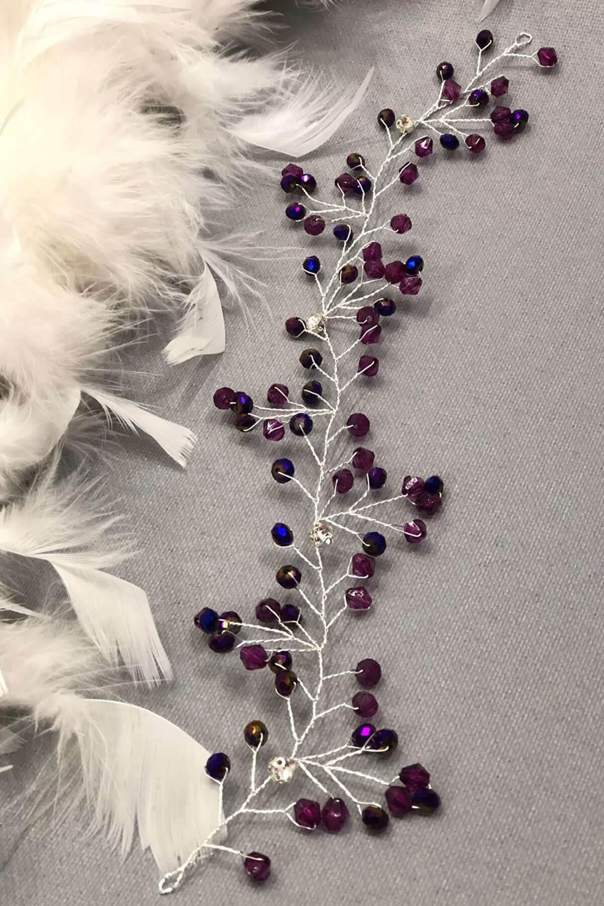 Wholesale Purple Crystal Beaded Hair Accessory
