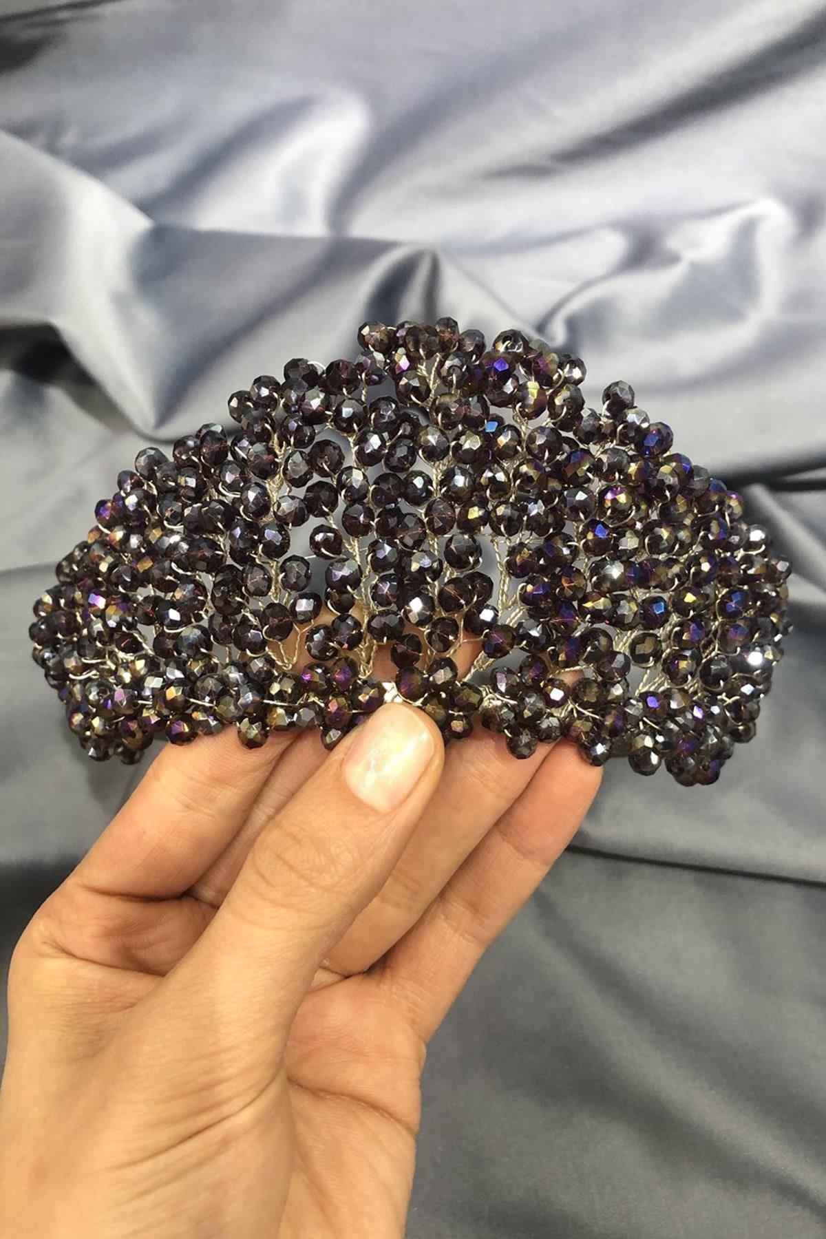 Wholesale Plum Crystal Beaded Bridal and Henna Crown