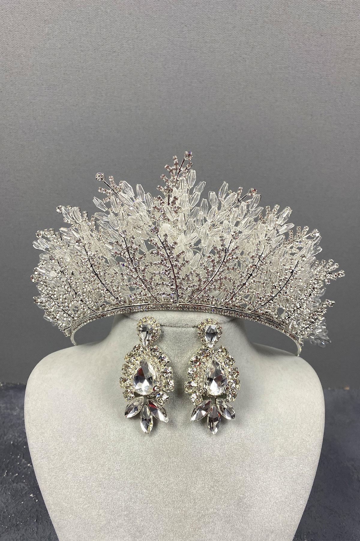 Wholesale Nairobi Beaded Bridal Crown and Shuttle Earring Set