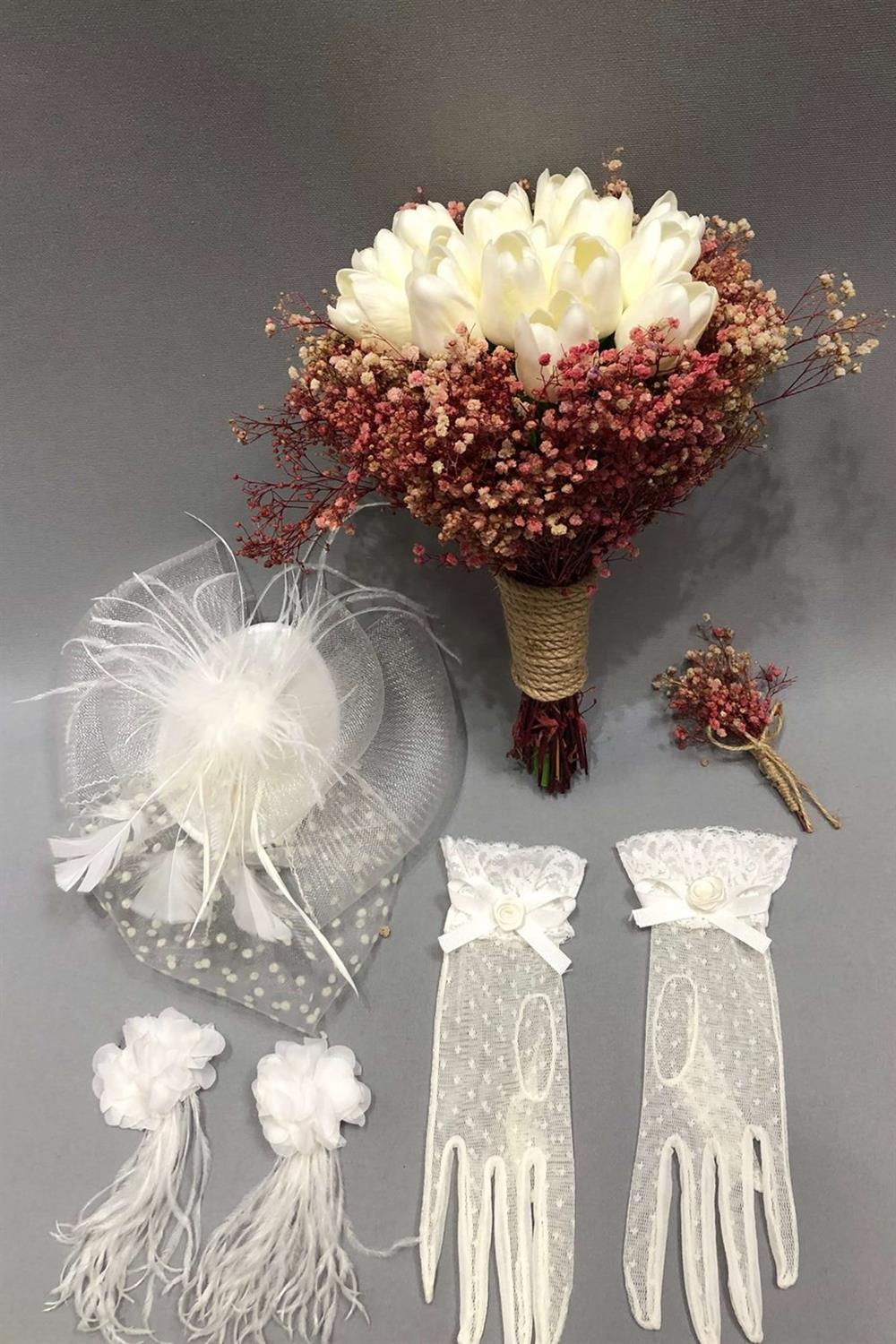 Wholesale Pink Chipsolu Wet Tulip Bridal Flower Set