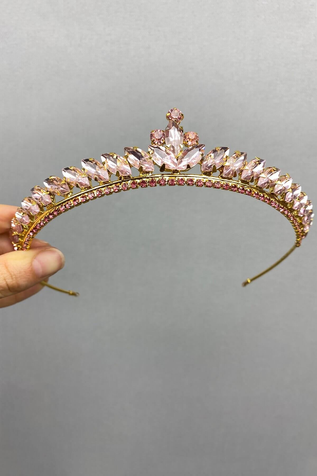 Wholesale Pink Gold Ece Model Thin Bridal Henna Crown