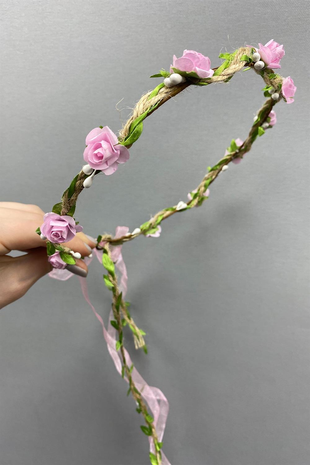 Wholesale Pink Paper Rose and Leaf Bridesmaid Crown and Gift Children's Crown