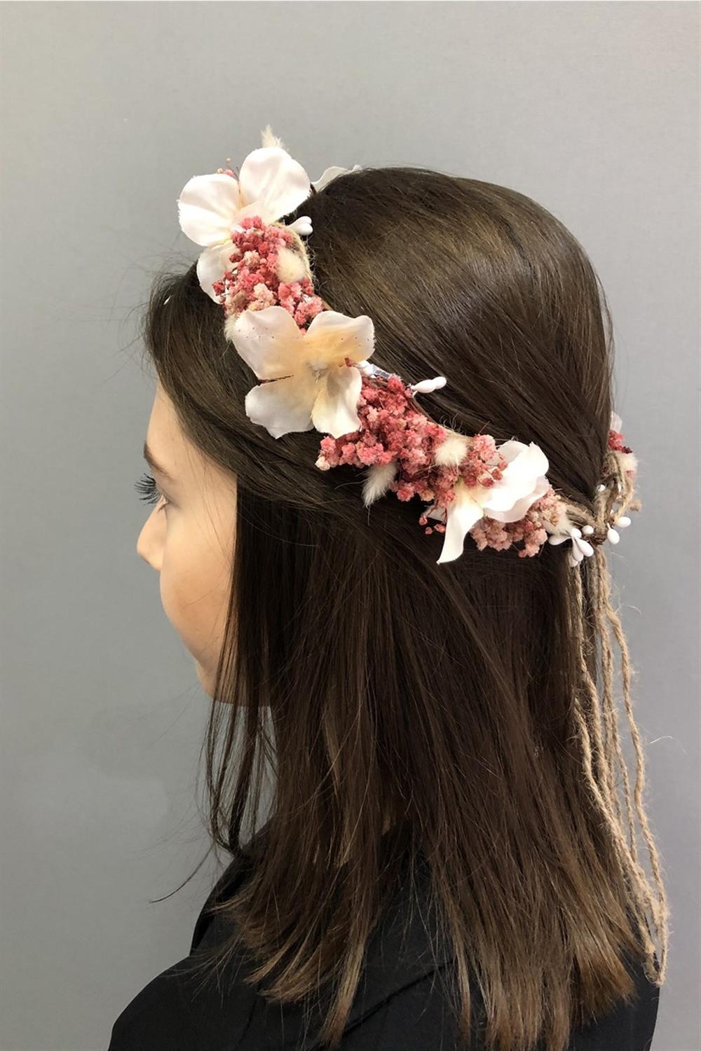 Wholesale Pink Salmon Dried Flower Crown