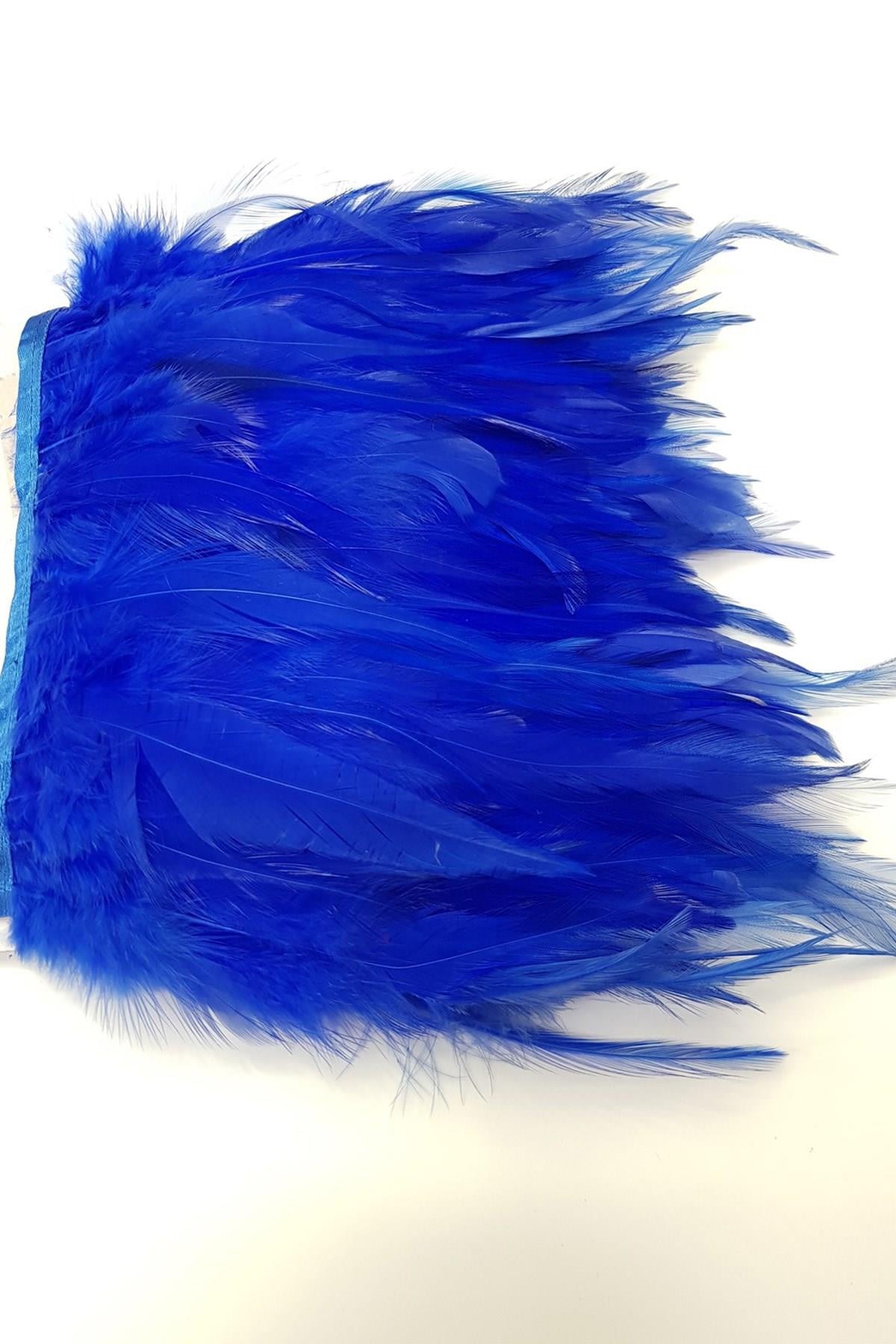 Wholesale Saks Blue Rooster Feather 1 meter